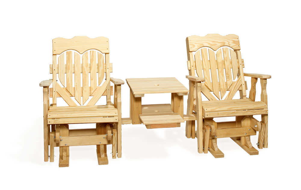 High-Back Heart Dbl Glider w/Table