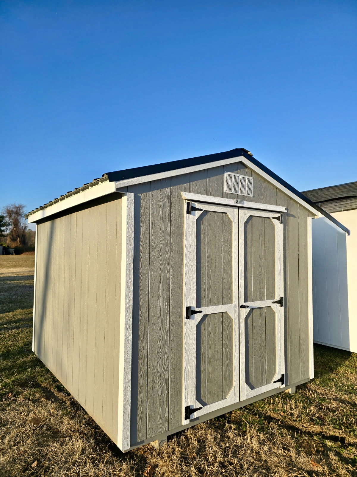 8X10 Gray and White Painted Cottage w/window in back - Delaware Sheds