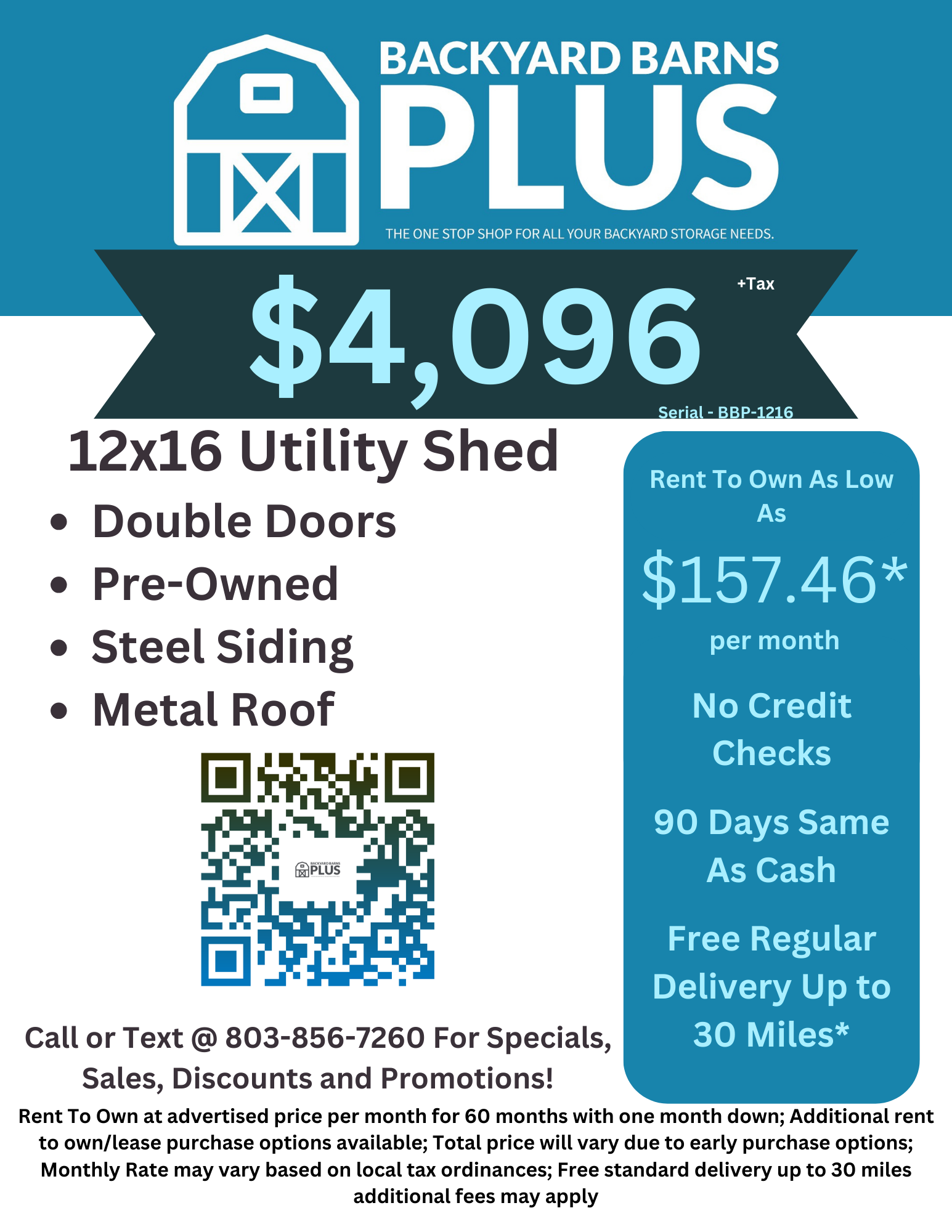 12x16 Utility Shed - Dor