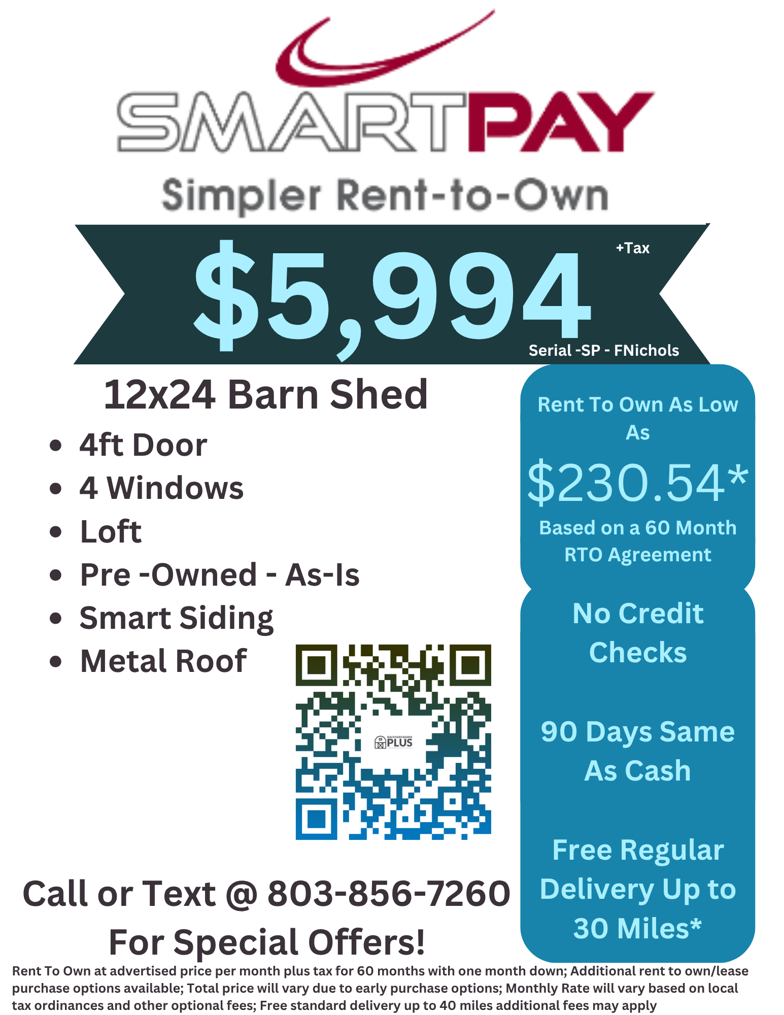12x24 Barn Shed - FNic