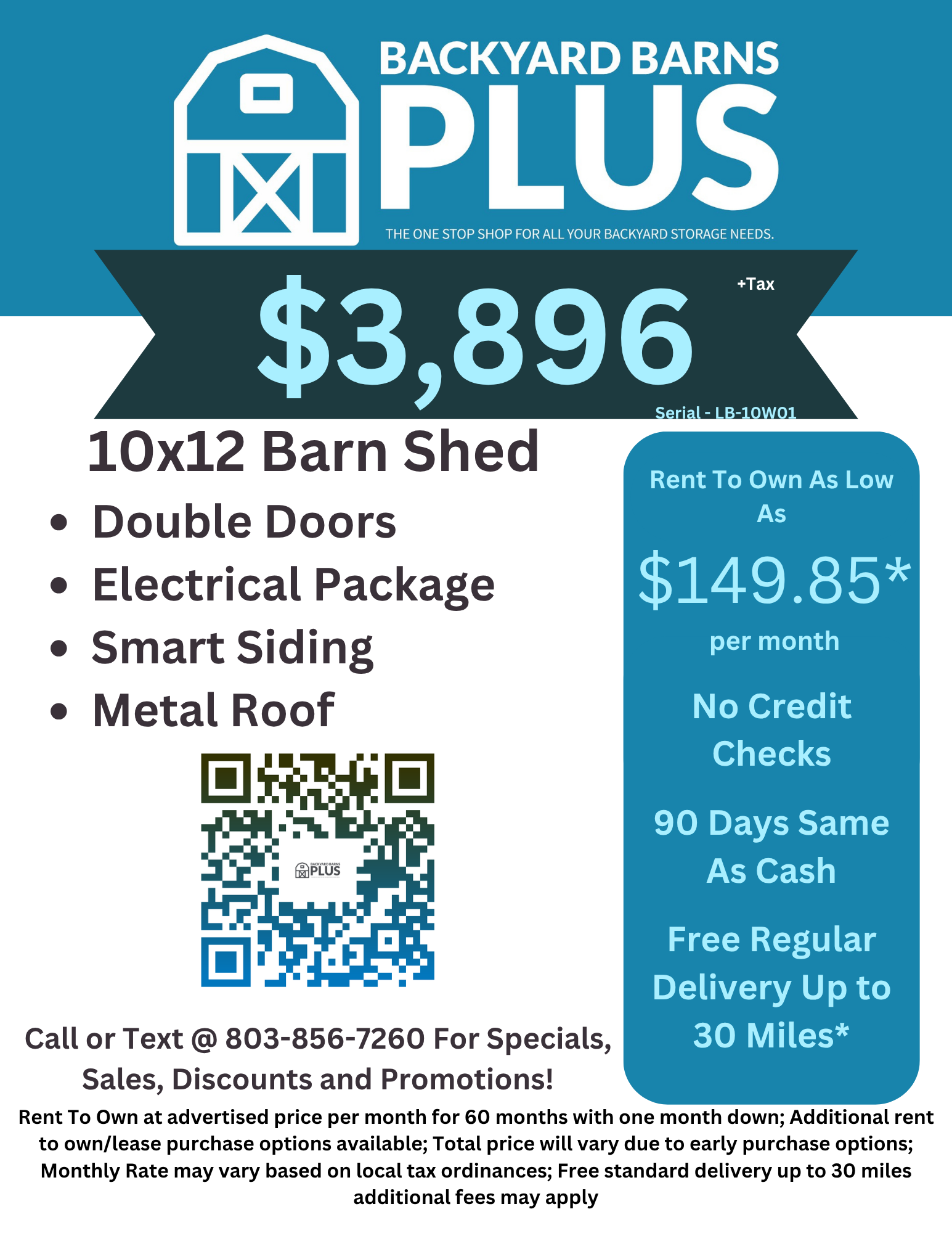 10x12 Barn Shed LB-02W01