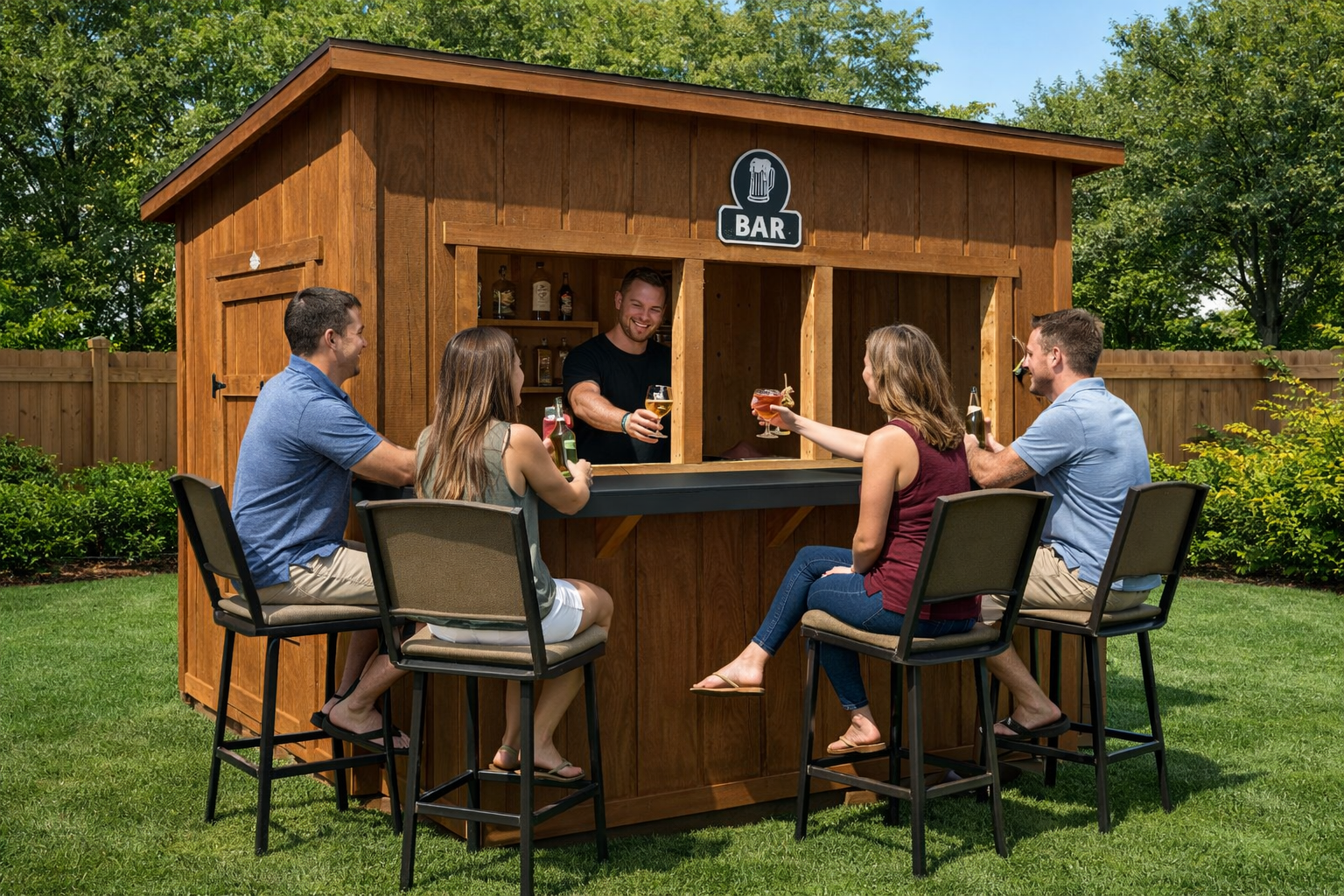 Not available (Available after 4-13-26) 8X12 BAR (Party Bar, Tavern, Snack Bar, Ticket Booth, Concession Stand) Stock # 11973 *