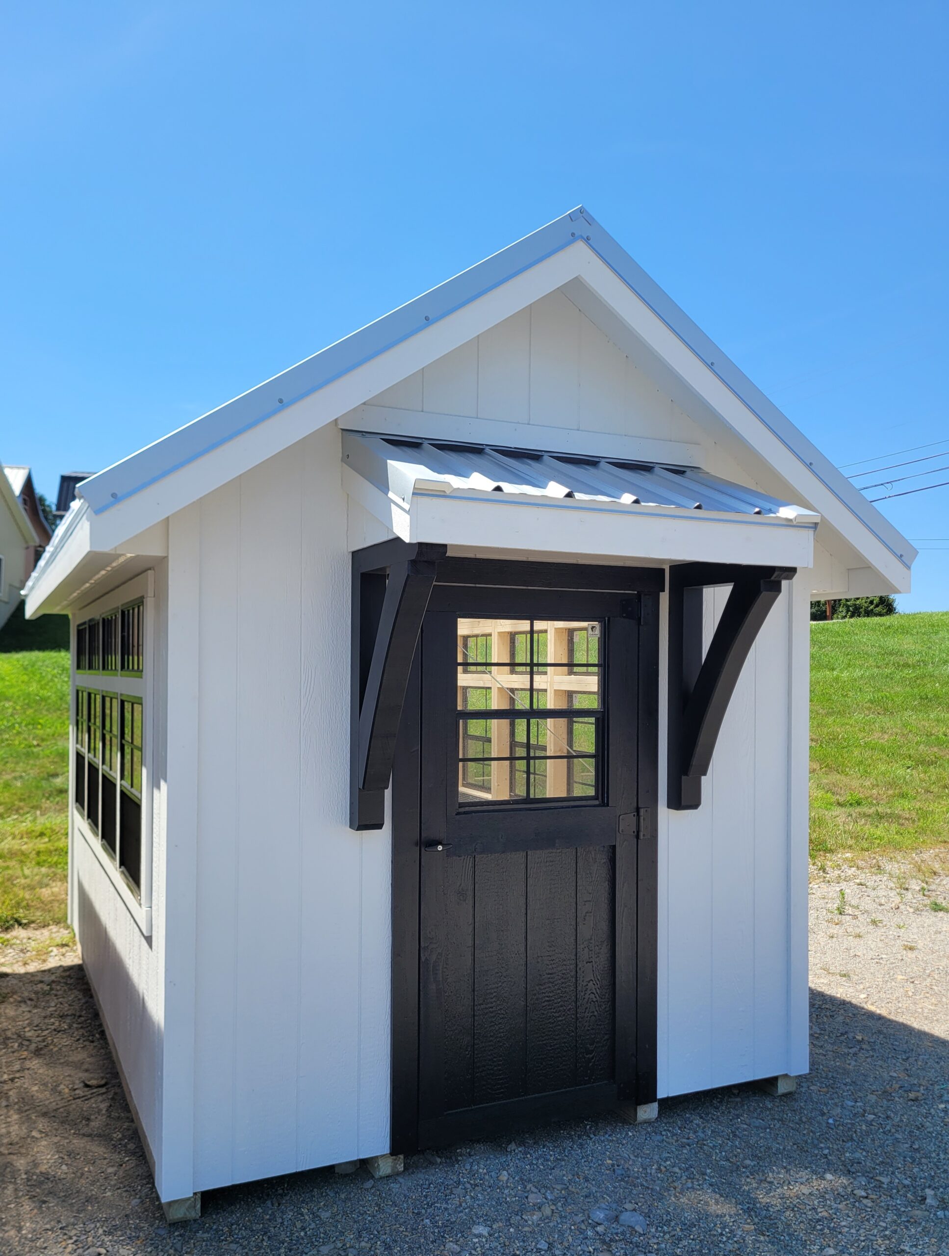 #08-8’x12′ 6ft wall Greenhouse with temperature controller!!