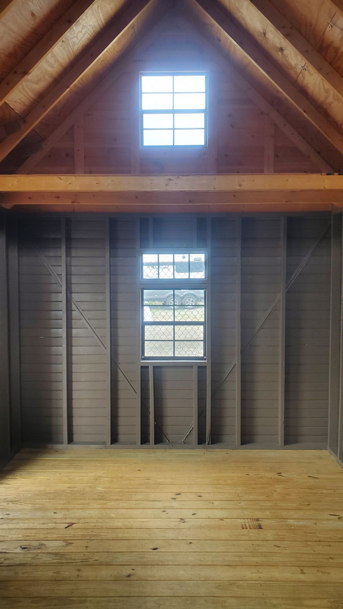 62 10'x16' Pine 4ft porch AFrame Cabin 7yr Old Display Model