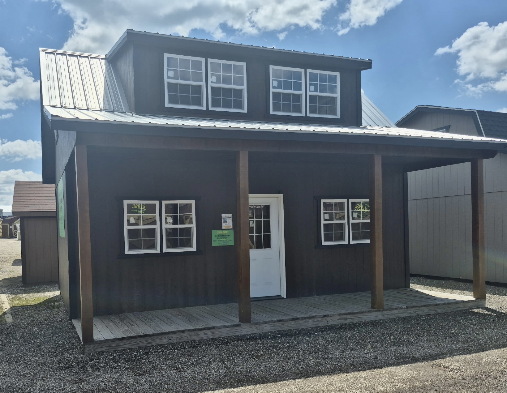#38 14’x24’ A-Frame Display Model 6’ Porch 16’ Dormer