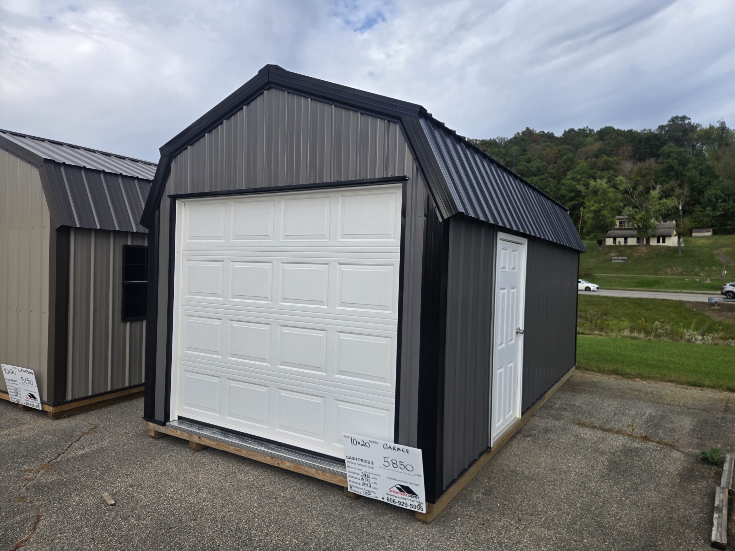 10×20 Lofted Garage , 8×7 Insulated Wayne Dalton Garage Door, 36×72 Fiberglass Man Door, 4′ Storage Loft