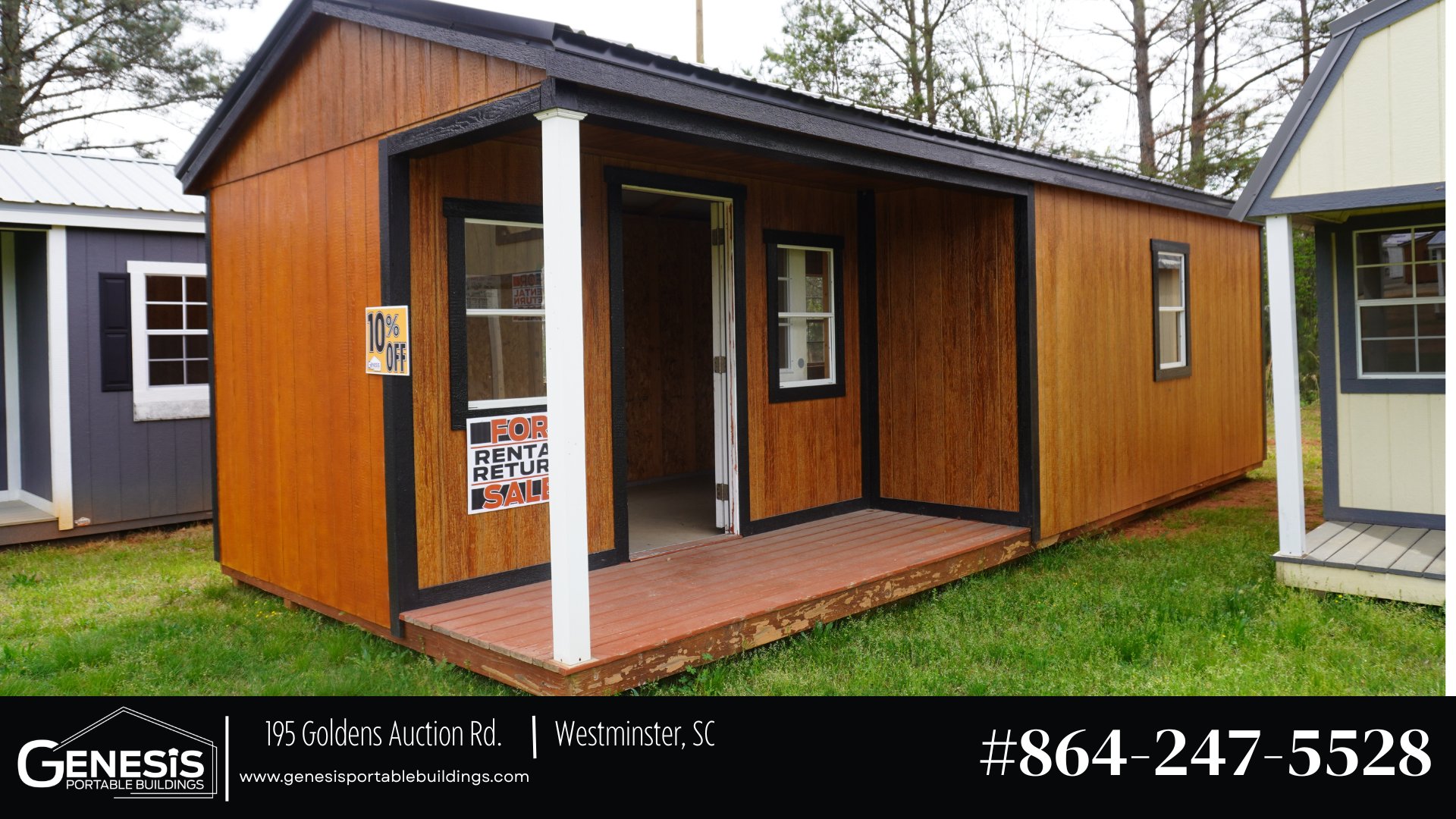 12x28 Corner Porch Cabin (9878) - Genesis Portable Buildings
