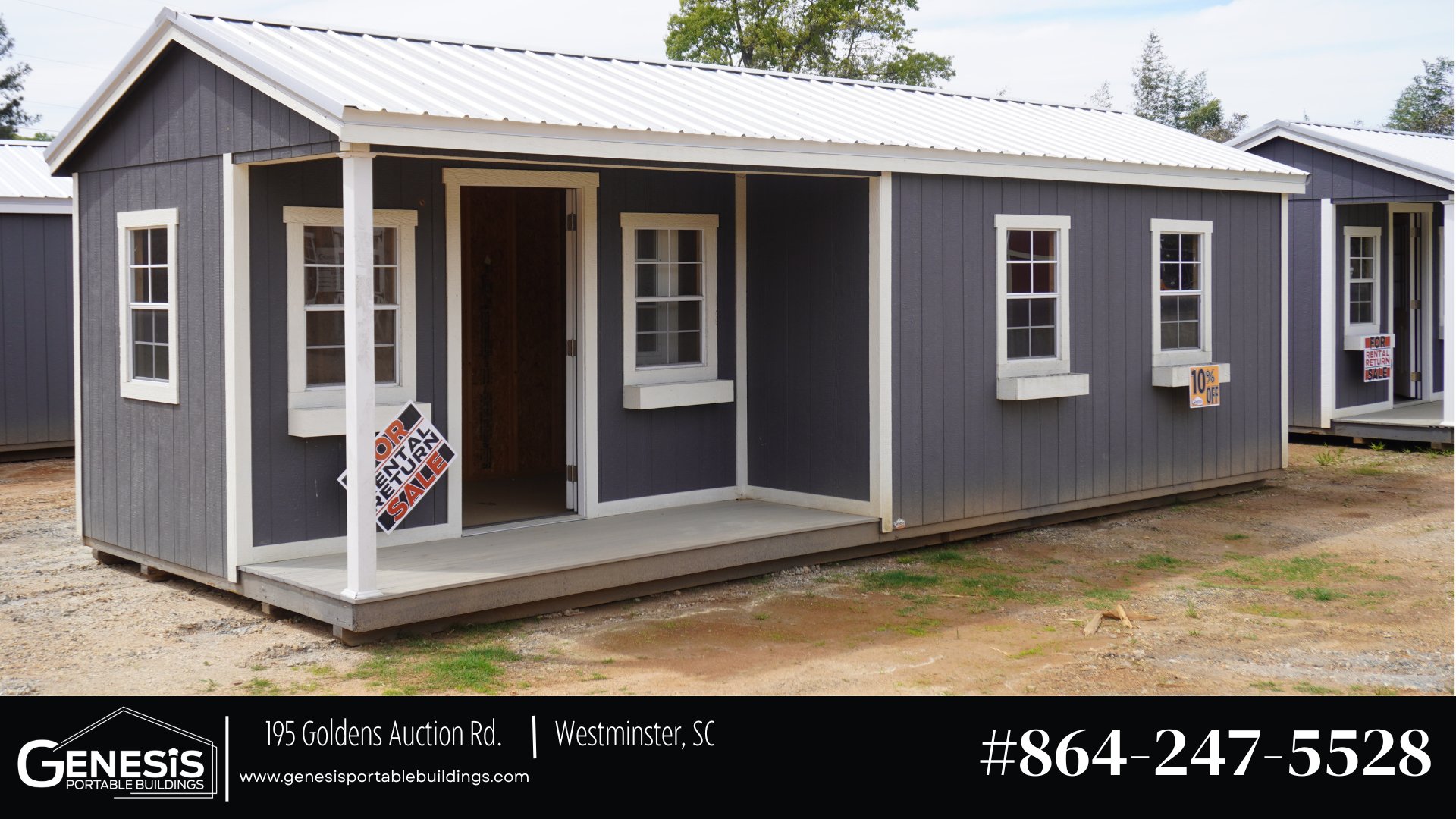 12x28 Corner Porch Cabin (9878) - Genesis Portable Buildings