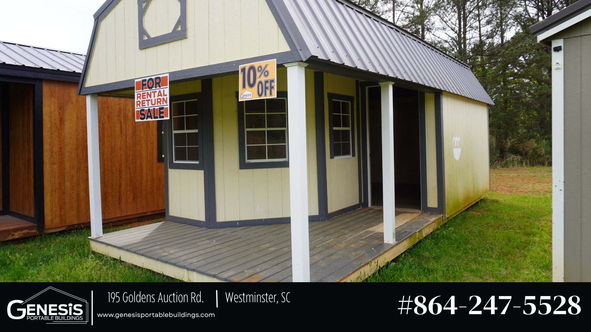 12x28 Corner Porch Cabin (9878) - Genesis Portable Buildings
